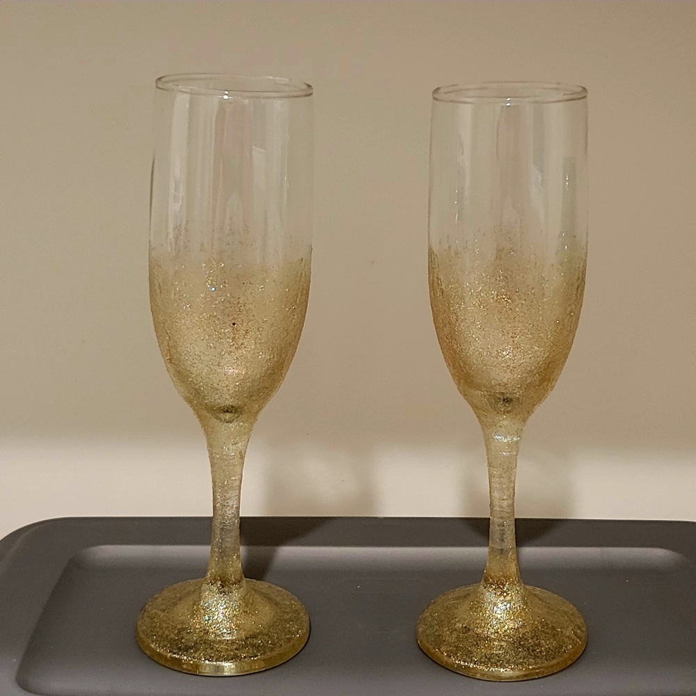 Handpainted Champagne glasses. Set of two.